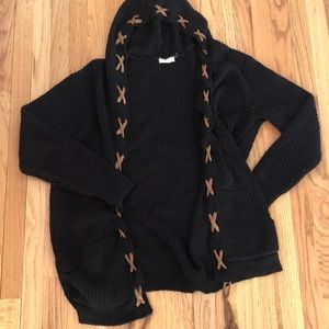 Black with Brown stitching cardigan